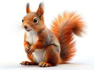 Low Light Squirrel Doll, White Background, Photorealistic AI Art
