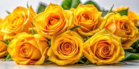 Obraz premium Low Light Yellow Roses Isolated White Background AI Photo