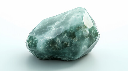 Obraz premium A polished aventurine nugget with a shimmering green hue, isolated against a white background, ai generated. Sunstone. Illustration