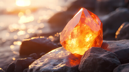A radiant sunstone with shimmering reflections, perfect for brightening up lifestyle collections. Sunstone. Illustration
