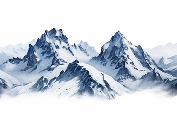 Obraz premium Majestic snow-capped mountains rise against a clear sky, showcasing the beauty of nature in a serene landscape