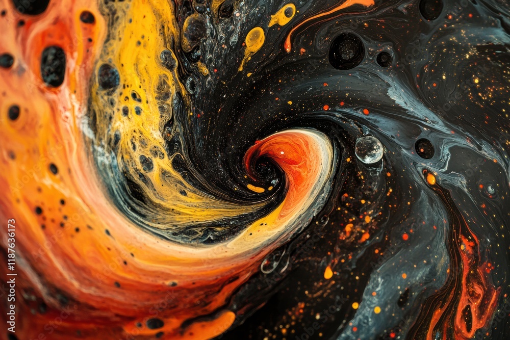 Aufkleber Swirling bacteria and microbes create dynamic patterns in a vibrant liquid environment. Generative AI