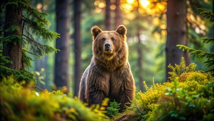 Fototapeta premium Majestic Bear in Forest - AI Photography