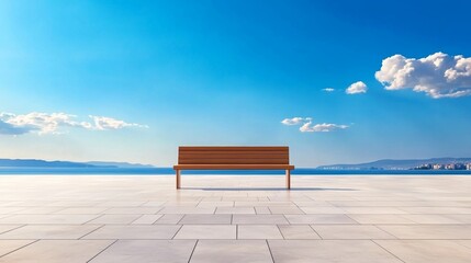Obraz premium Tranquil Outdoor Scene with Empty Bench Against Clear Blue Sky