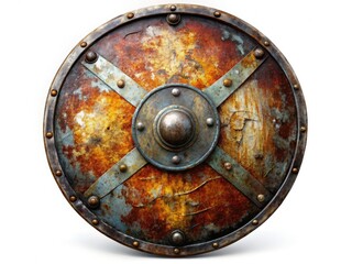 Naklejka premium Medieval Shield, High-Res, Worn, Rust, Scratch Marks