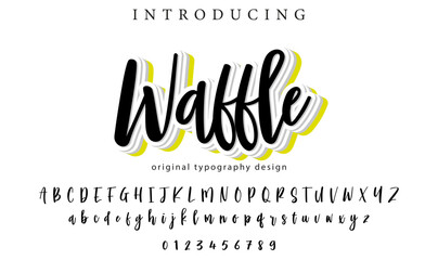Waffle Font Stylish brush painted an uppercase vector letters, alphabet, typeface