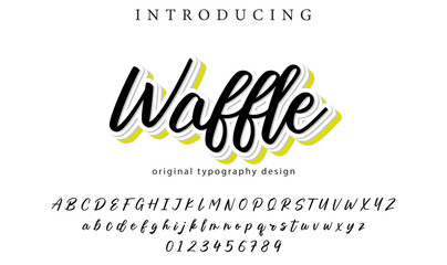 Waffle Font Stylish brush painted an uppercase vector letters, alphabet, typeface