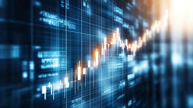 Abstract financial chart with rising graph and data visualization