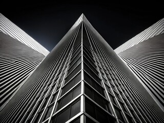 Minimalist Architecture, White Lines, Black Background, AI Photo, Geometric Design, Abstract Architecture, Modern Lines