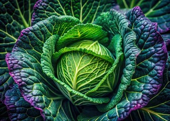 Obraz premium Minimalist Cabbage Close-up, Abstract Vegetable Photography, Modern Food Art