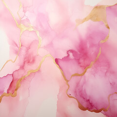 Pink and Gold Alcohol Ink Abstract Art Background