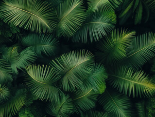 Lush Green Palm Leaves Texture - Tropical Nature Background for Eco-Friendly Designs