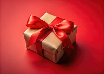 Obraz premium Minimalist Valentine's Day Gift Box - Beige & Red