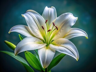Naklejka premium Minimalist White Lily Close-up, Rule of Thirds, AI Art