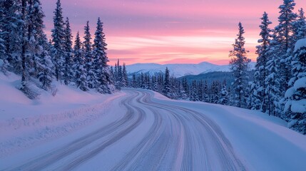 Winter Wonderland: A Magical Sunset Road Trip