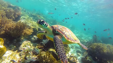 Enchanting Underwater Seascape with Vibrant Marine Life - Captivating Ocean Photography