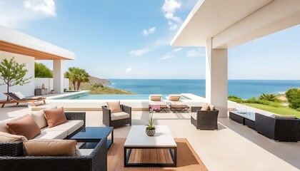 Obraz premium Modern Ocean View Home Patio Furniture Design