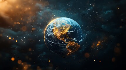 Obraz premium Global view of earth from space stunning visuals digital art cosmic perspective