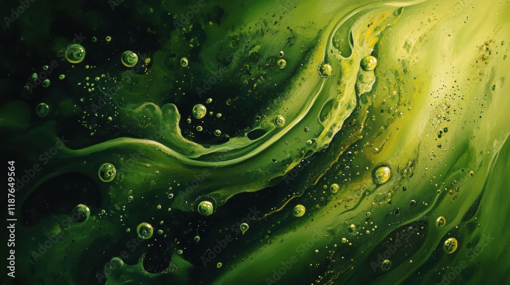 Fototapete vibrant swirling bacteria and microbes moving through liquid in an abstract representation of microb