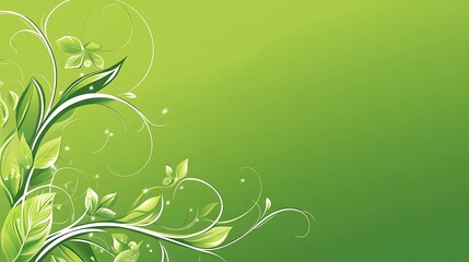 Green Floral Design With Swirling Vines And Leaves