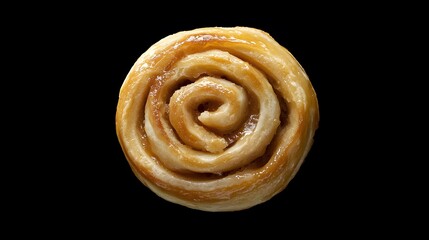 Fototapeta premium Glazed Pastry Swirl on Black Background