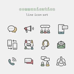 communication line art icon set