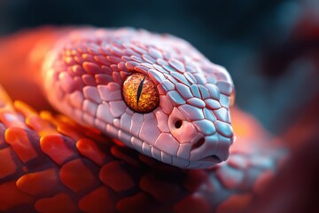 Fototapeta premium Close-up of a colorful viper snake with intricate scales and striking eye