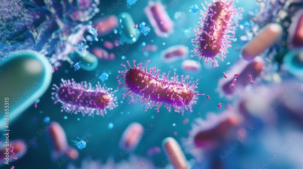 Aufkleber pills encircle and combat bacteria symbolizing advancements in medical science and progress against 