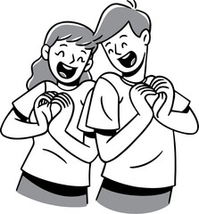 Line Art Illustration of a Couple in Love, Romance Coloring Page