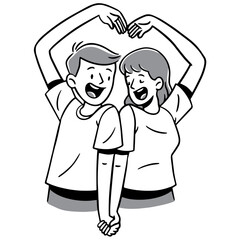 Line Art Illustration of a Couple in Love, Romance Coloring Page