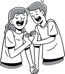 Line Art Illustration of a Couple in Love, Romance Coloring Page