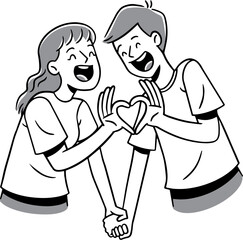 Line Art Illustration of a Couple in Love, Romance Coloring Page