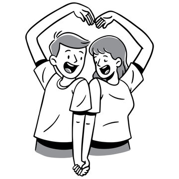 Line Art Illustration of a Couple in Love, Romance Coloring Page