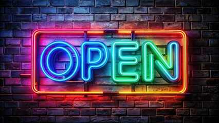Fototapeta premium Neon Open Sign Pop Art Vintage Photography
