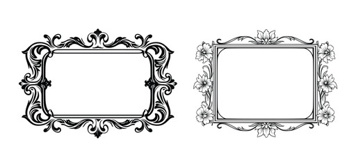 Elegant decorative frame vector icon, outline, silhouette, illustration, isolated on white background