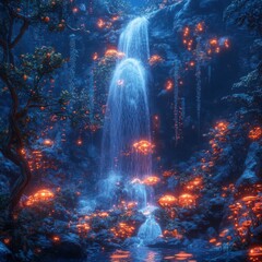 Enchanted Waterfall in a Mystical Forest