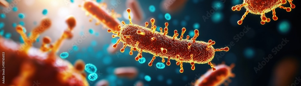 Poster illustration of multiple pathogens with detection methods for laboratory or scientific use