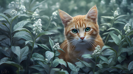 cat in the garden Generative AI