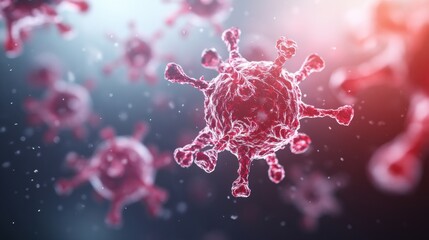 Multiple images of the coronavirus with various visual representations and artistic interpretations in close-up