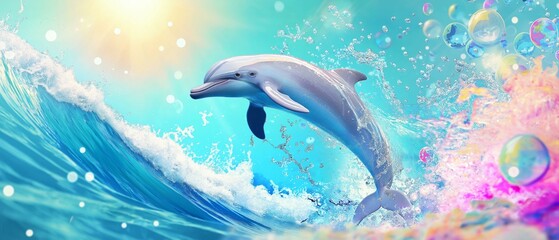 Digital Art - Dolphin Jumping Ocean Wave