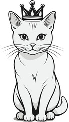 Royal Cat in Crown Illustration