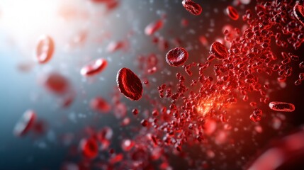 Red blood cells under microscope showing structure and characteristics in human blood sample