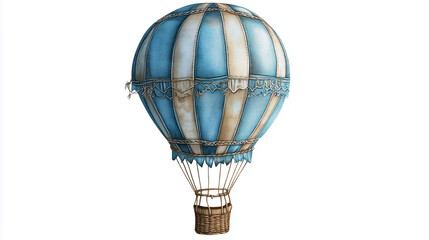 hot air balloon made of denim pattern isolated on white