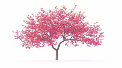 Obraz premium Isolated Beautiful Tree with Pink Leaves on White Background
