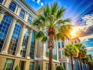 Naklejka premium Palmetto Tree Architectural Photography - AI Photorealistic