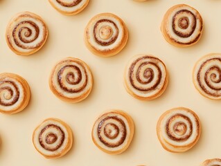 Fototapeta premium Multiple Cinnamon Rolls on Yellow Background