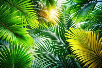 Obraz premium Panoramic Palm Leaves, Isolated, White Background, AI Photography