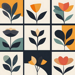 Creative 2D Doodle Floral Illustrations for wallpaper, card, tile