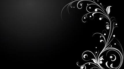 Elegant Silver Floral Design On Black Background