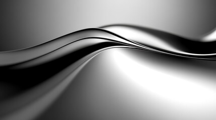 Obraz premium Abstract grayscale flowing metallic wave design